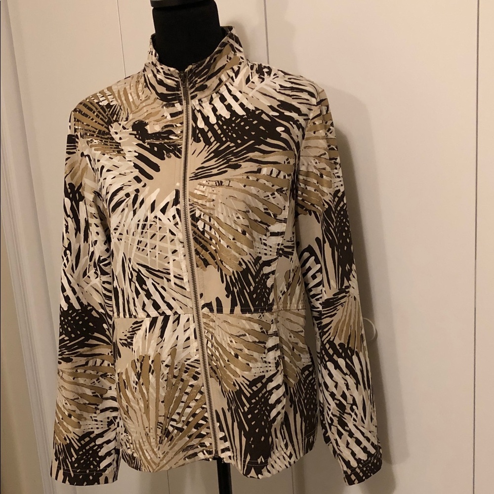 Chico's Black and Beige & Gold Patterned Jacket, size 1